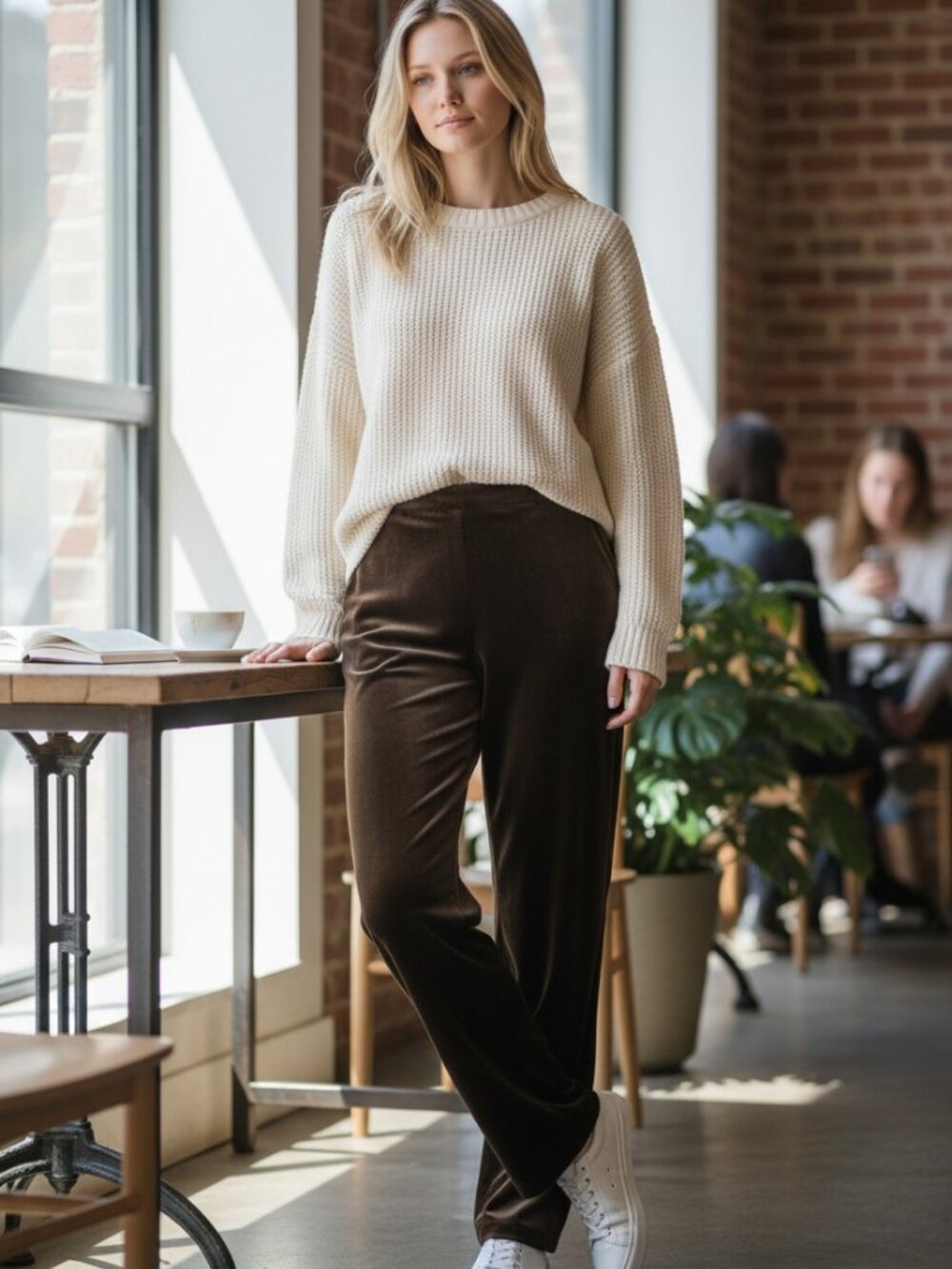 Jones New York Country Brown Velveteen stretch Pants Womens Size 14